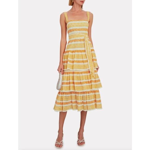 ZIMMERMANN JUDE TIERED LACE DRESS SZ Small Orange - Picture 6 of 16